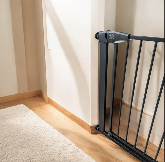 Liefjes & Co Childlock Stair Gate Without Drilling - 75 to 95 cm - Safety Gates - Child Gate - Clamp Mounting - Black - With Double Lock