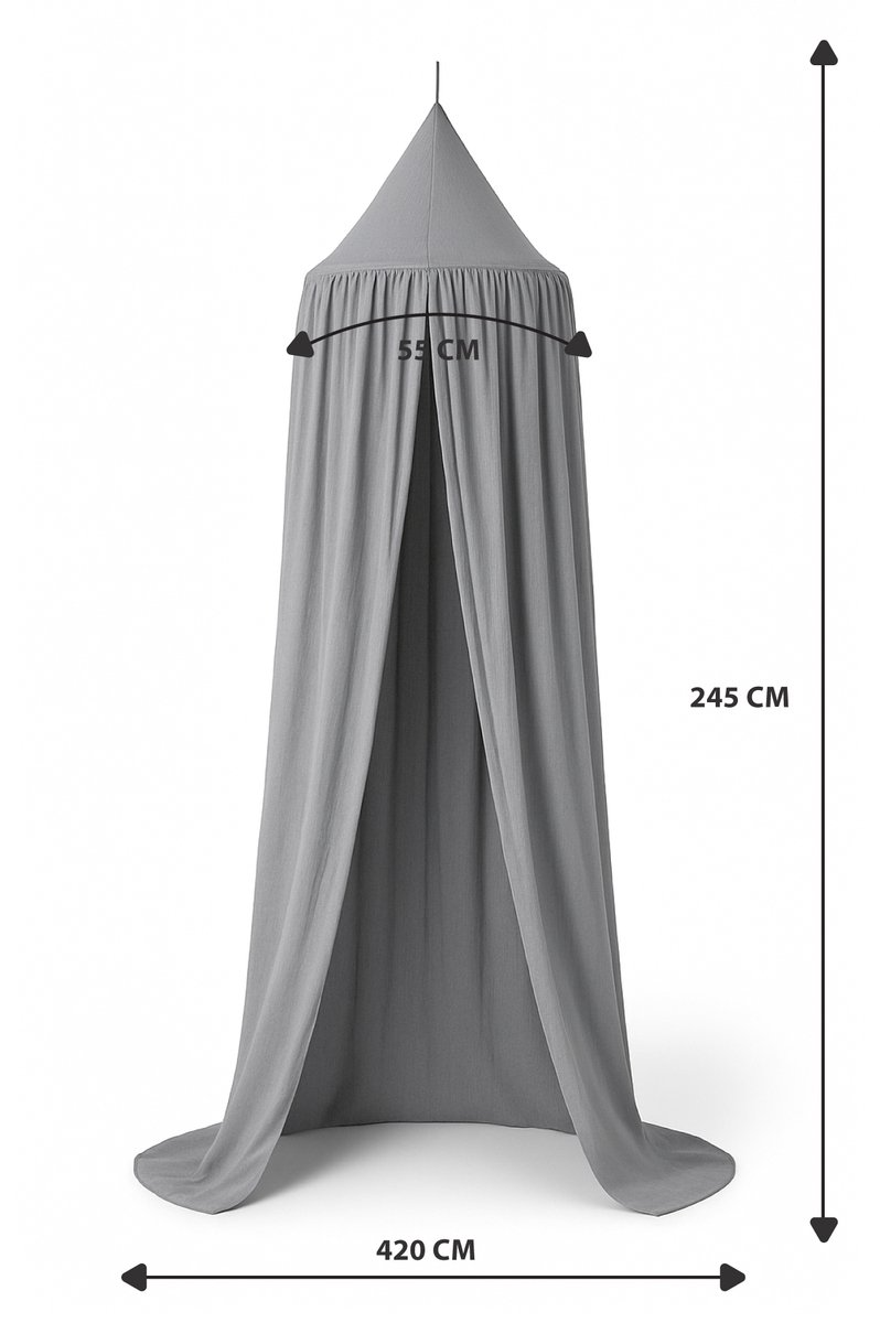 Liefjes & Co Mosquito Net Gray – 270 cm – Baby Canopy
