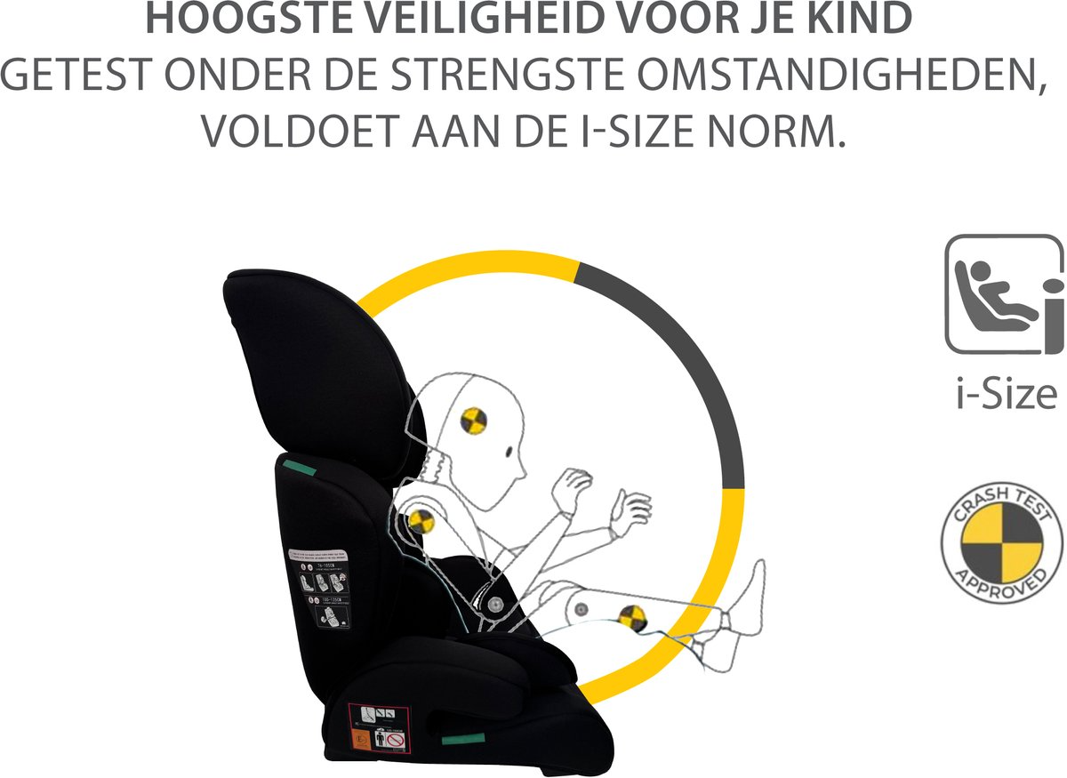 Liefjes & Co Moveup Isofix Car Seat – i-Size – Group 2/3 (100–150 cm) Memory Foam - Adjustable Headrest - Booster