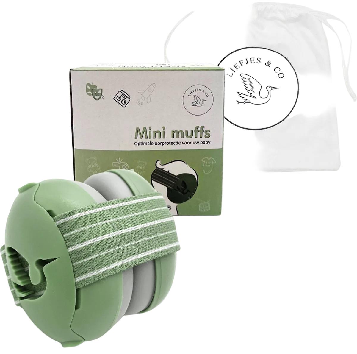 Liefjes & Co Baby - Adjustable Hearing Protection for Babies, Toddlers, and Children - 23 dB - Green