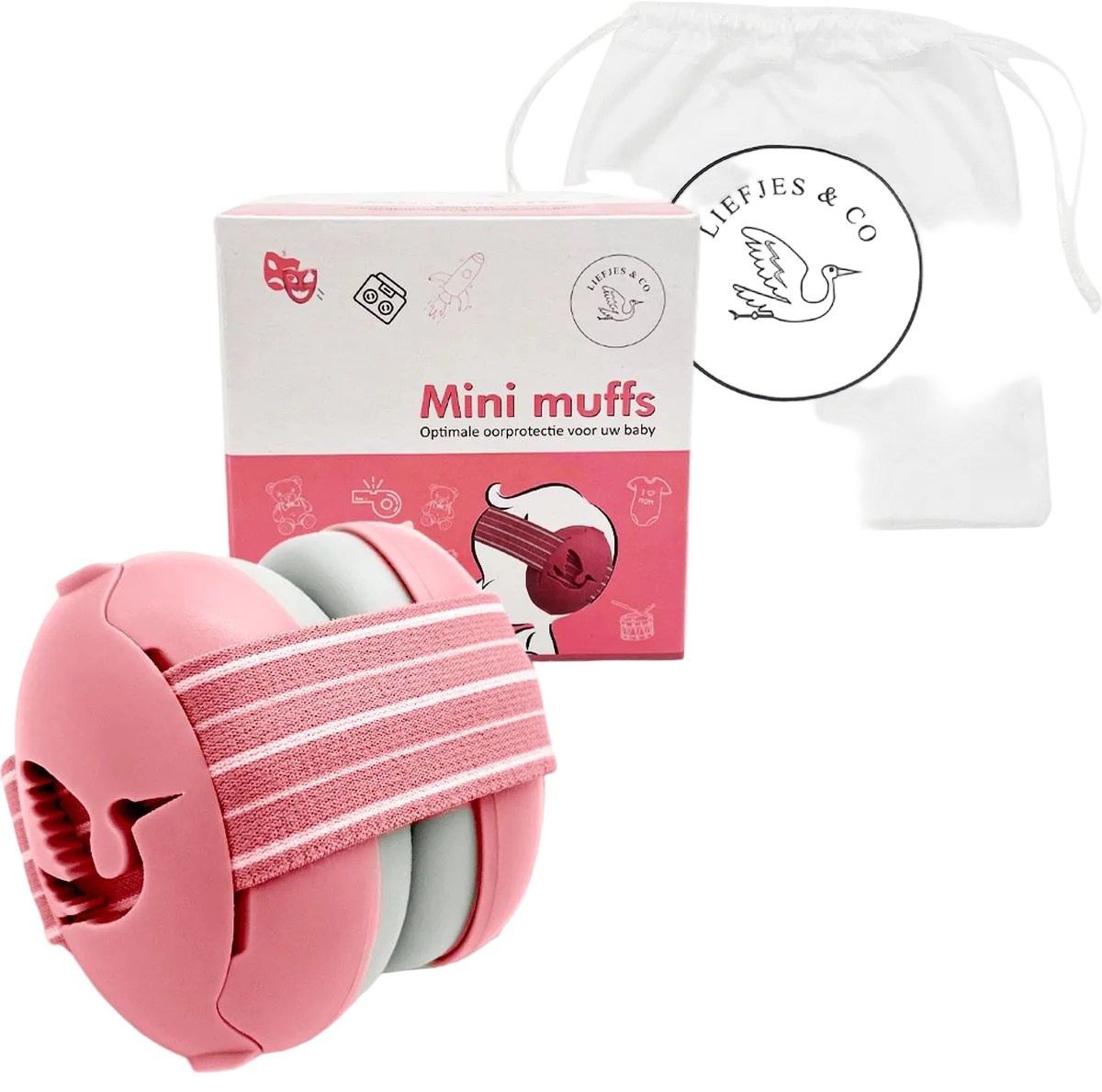 Liefjes & Co Baby - Adjustable Hearing Protection for Babies - Toddlers - Children - 23 dB - Pink