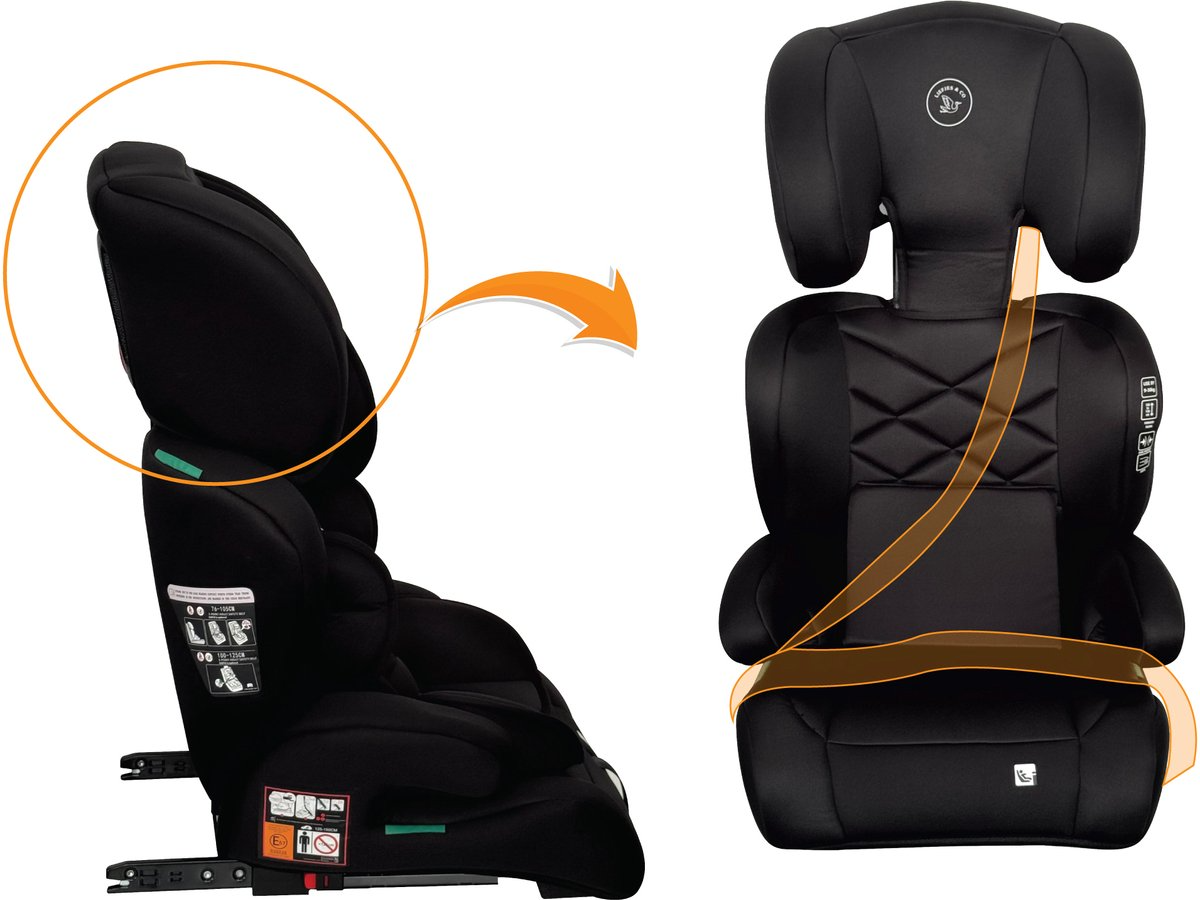 Liefjes & Co Moveup Isofix Car Seat – i-Size – Group 2/3 (100–150 cm) Memory Foam - Adjustable Headrest - Booster