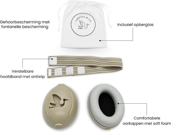 Liefjes & Co Baby - Adjustable Hearing Protection for Babies, Toddlers, and Children - 23 dB - Beige