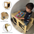 Liefjes & Co 4-in-1 Montessori Learning Tower – Kitchen Tower, Children's Staircase, Drawing Board & Play Table – FSC® Wood