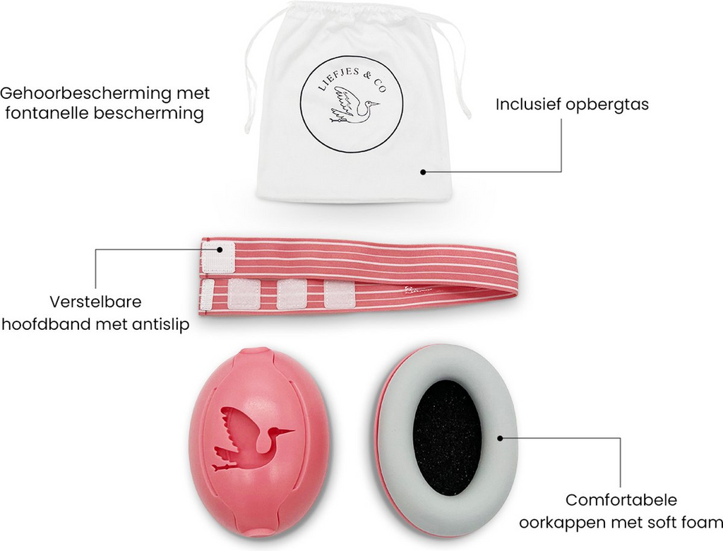 Liefjes & Co Baby - Adjustable Hearing Protection for Babies - Toddlers - Children - 23 dB - Pink