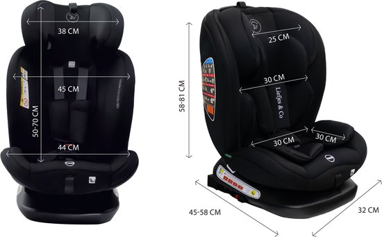 Liefjes & Co Growsafe Car Seat – i-Size 4-in-1 – 360° Rotatable – ISOFIX & Top Tether – Group 0/1/2/3 (40–150 cm)