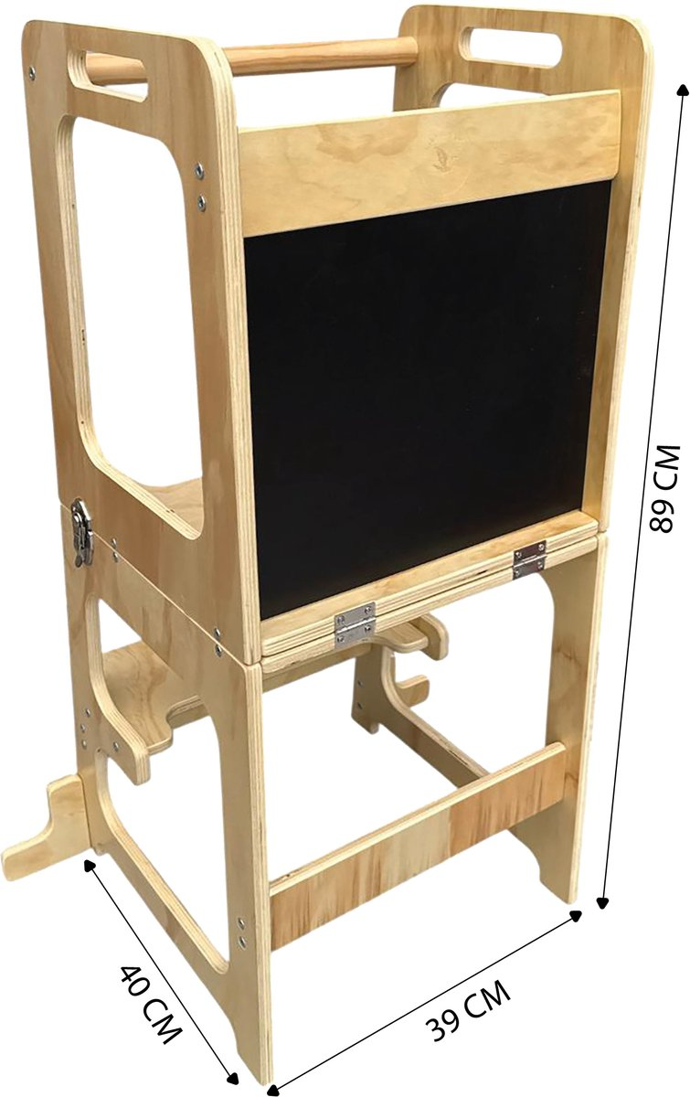 Liefjes & Co 4-in-1 Montessori Learning Tower – Kitchen Tower, Children's Staircase, Drawing Board & Play Table – FSC® Wood