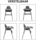 Liefjes & Co High Chair - Baby High Chair - Including Cushion - Adjustable Baby High Chair - 2 in 1 & Toddler Chair - Gray