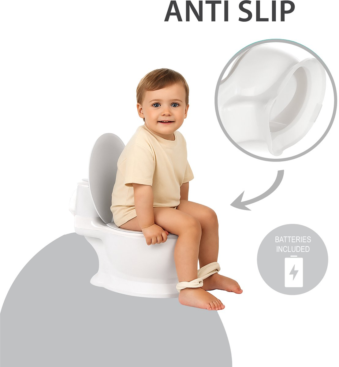 Liefjes & Co Plaspotje - Wc-trainer - Kinder toilet met doorspoel geluid Wit