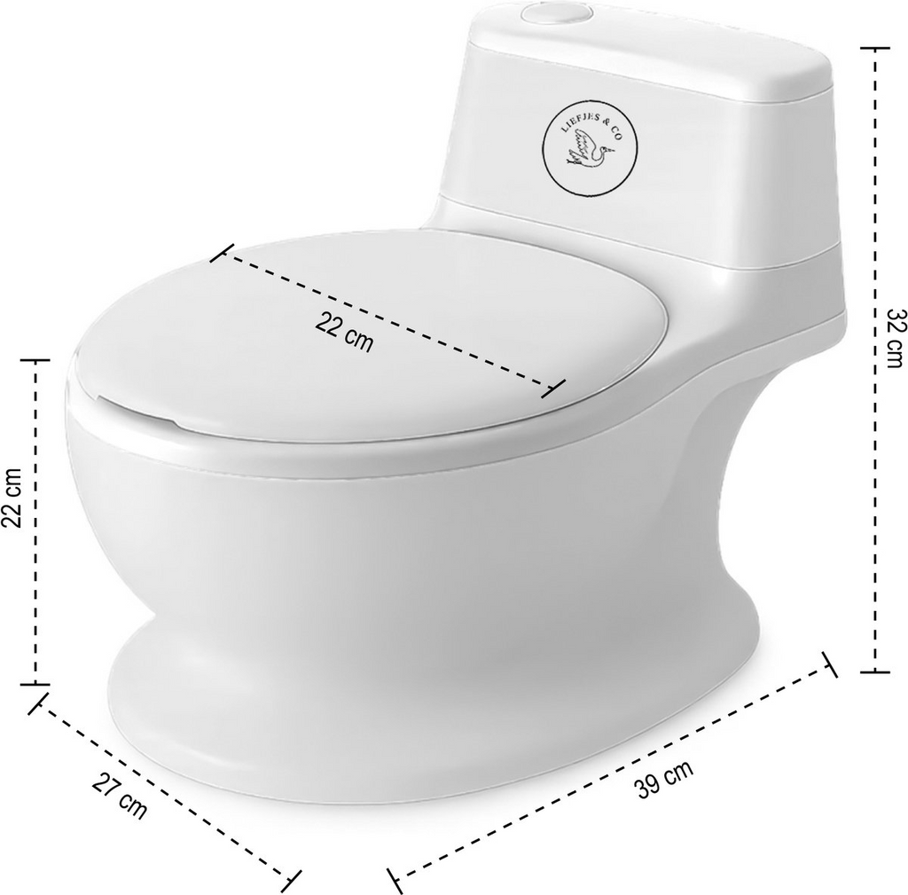 Liefjes & Co Plaspotje - Wc-trainer - Kinder toilet met doorspoel geluid Wit
