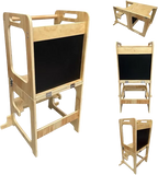 Liefjes & Co 4-in-1 Montessori Learning Tower – Kitchen Tower, Children's Staircase, Drawing Board & Play Table – FSC® Wood