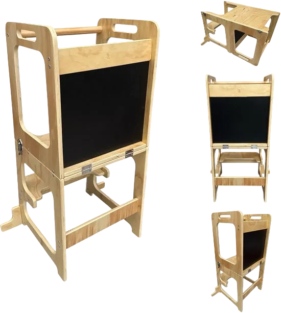 Liefjes & Co 4-in-1 Montessori Learning Tower – Kitchen Tower, Children's Staircase, Drawing Board & Play Table – FSC® Wood