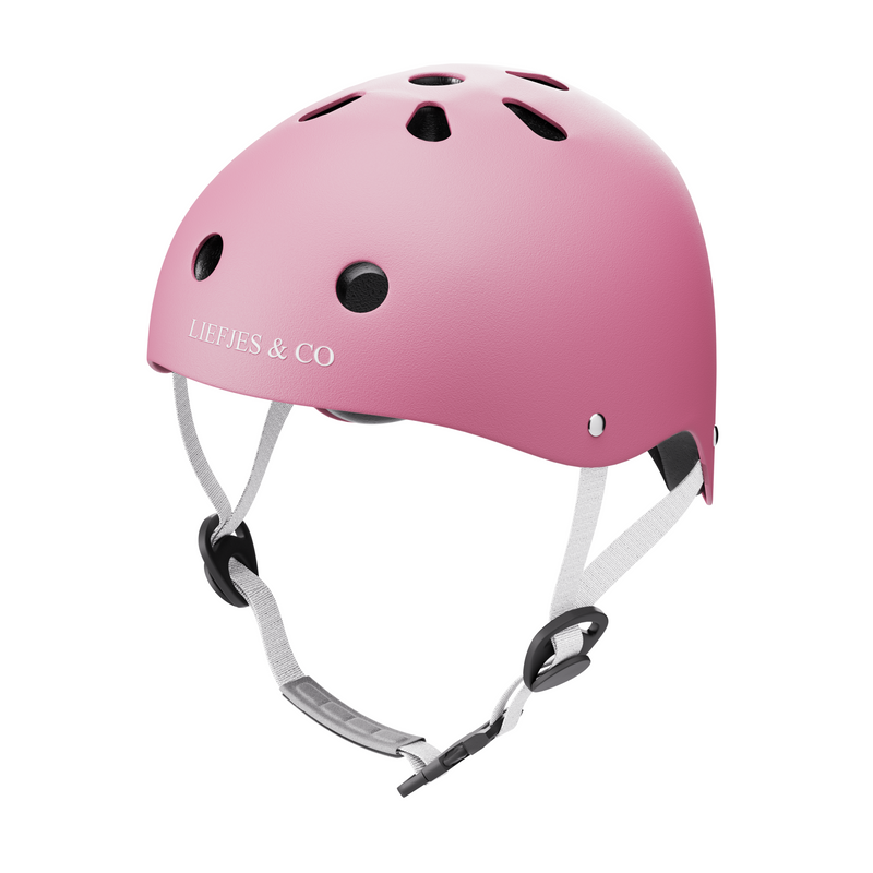 Liefjes & Co – Fietshelm Kind - Kinderhelm - Pastelroze Maat S (48–56 cm) – Verstelbaar – Ventilerend – Met Kinbescherming