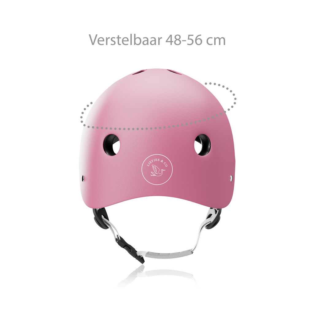 Liefjes & Co – Fietshelm Kind - Kinderhelm - Pastelroze Maat S (48–56 cm) – Verstelbaar – Ventilerend – Met Kinbescherming